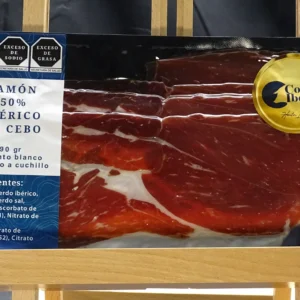sobres de 100 gr de jamón 50% iberico de cebo rebanado a maquina