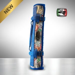 Portacuchillos de Cuero Azul Rey con Tela Viajera